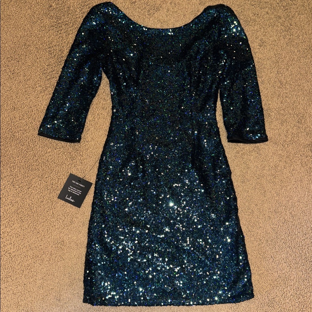 Lulu's Sparkling Blue Sequin Mini Dress
